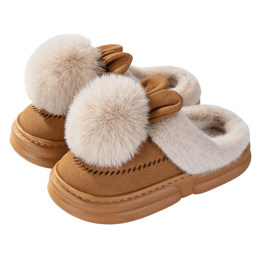 Thick Bottom Fleece-lined Warm Can Be Outdoor Fur Slippers