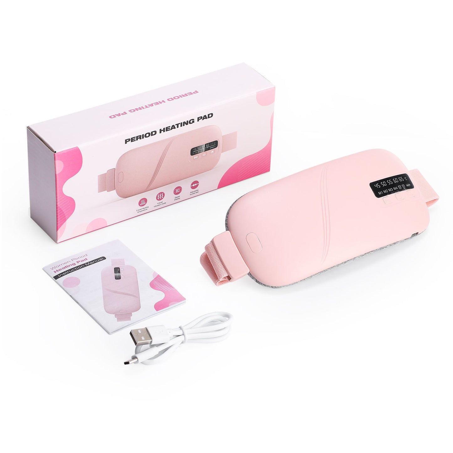 Compress Stomach Heating Pad Vibration Massage Stomach Heating Belt Waist Supporter