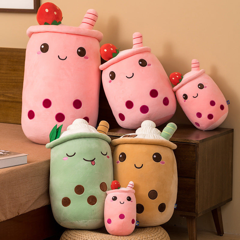 Milk Tea Cup Plush Toy Fruit Pillow Strawberry Matcha Cup Cuddle Doll