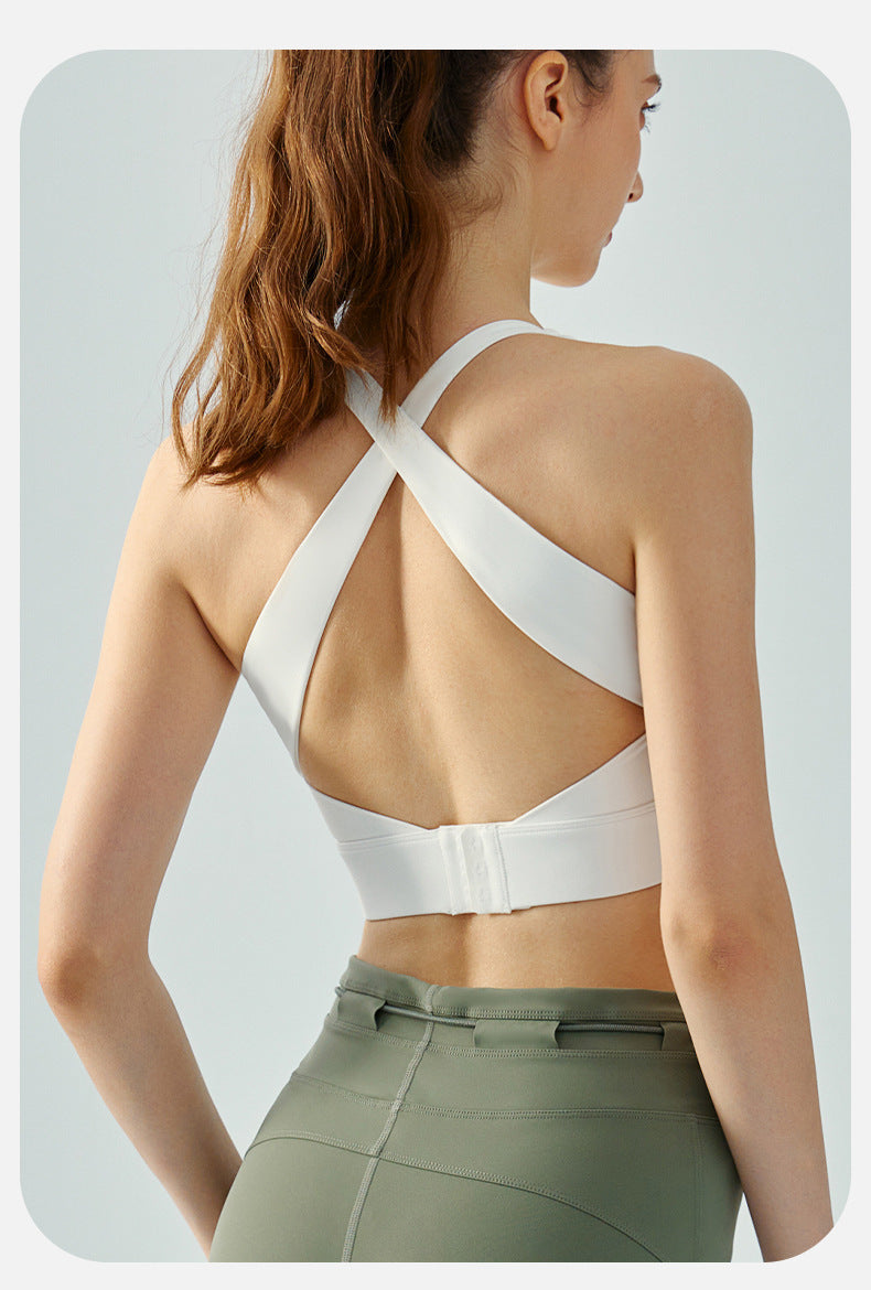 Nude Feel One-piece Yoga Vest With Chest Pad Workout Top