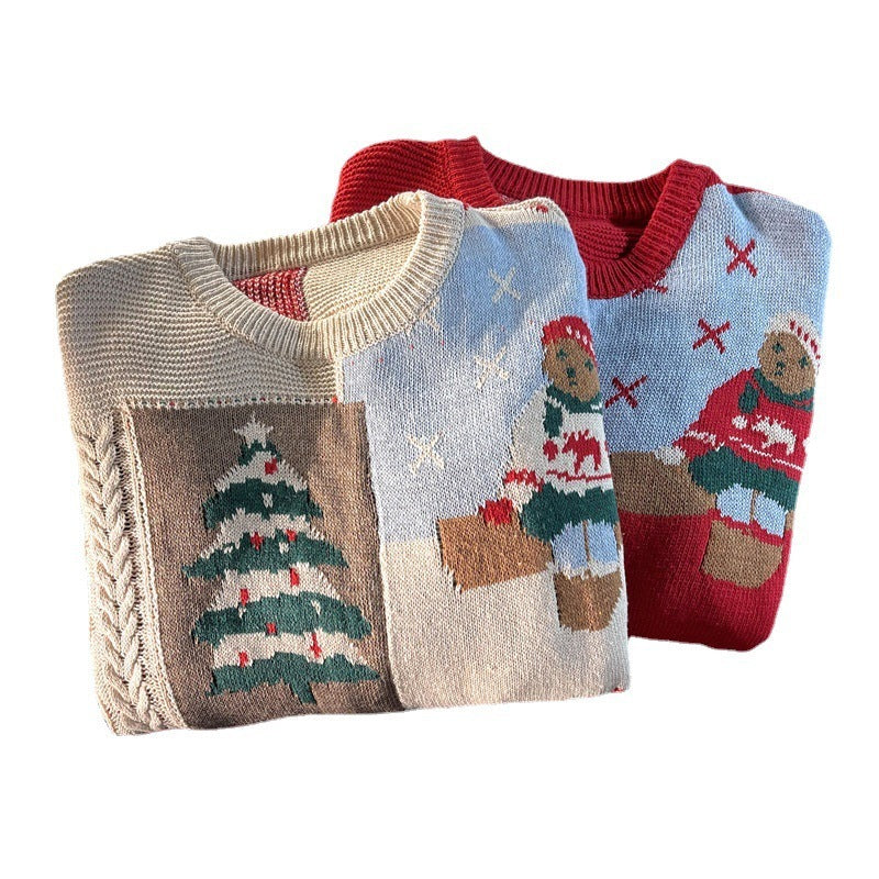 Sweater Men's Ins Trendy Round Neck Japanese-style Retro Hong Kong Style