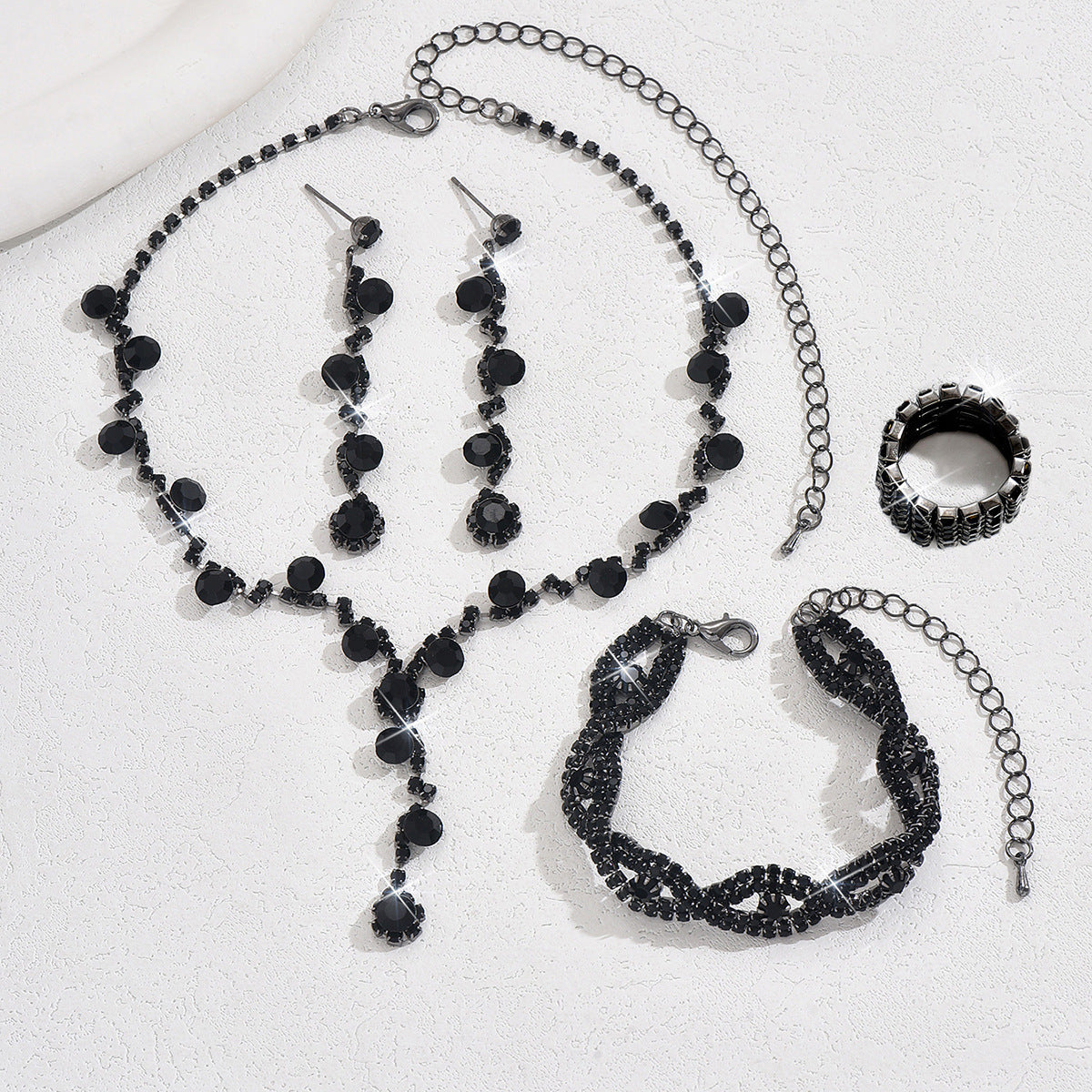 Fashion Crystal Necklace Ear Stud Bracelet Jewelry Accessories