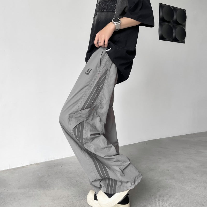 Tactical Pants Striped Drawstring Design Landing Paratrooper Pants