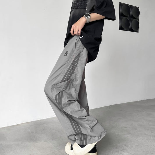 Tactical Pants Striped Drawstring Design Landing Paratrooper Pants