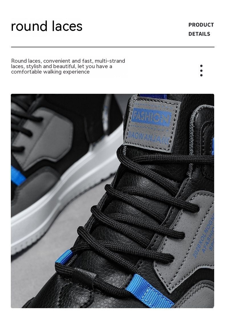 High-top Shoes Men's Flat Sneakers Trendy Versatile Student Casual Shoes Pumps