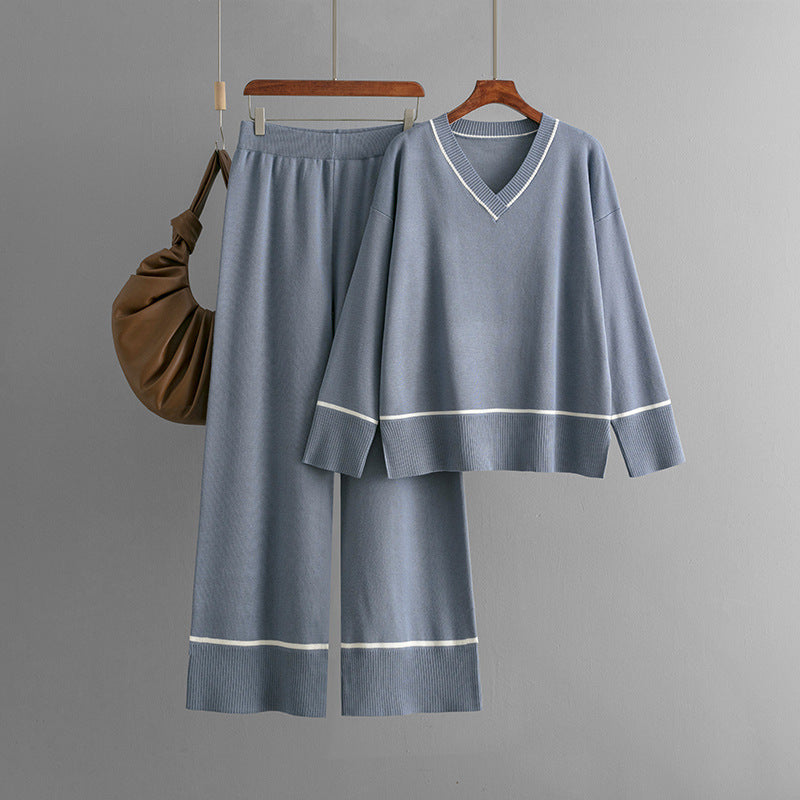 New Loose Casual Sweater Pullover Two-piece Dress Of Knitted Sweater