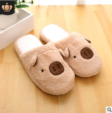 Couple models cartoon pig cotton slippers month cotton slippers home floor soft slippers warm