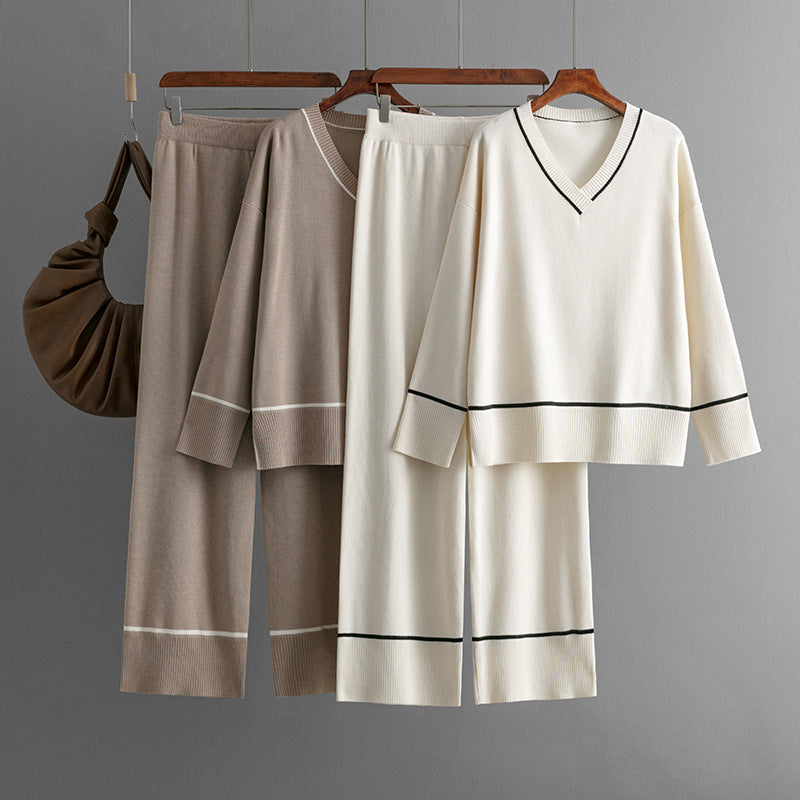 New Loose Casual Sweater Pullover Two-piece Dress Of Knitted Sweater