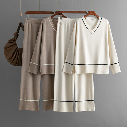 New Loose Casual Sweater Pullover Two-piece Dress Of Knitted Sweater