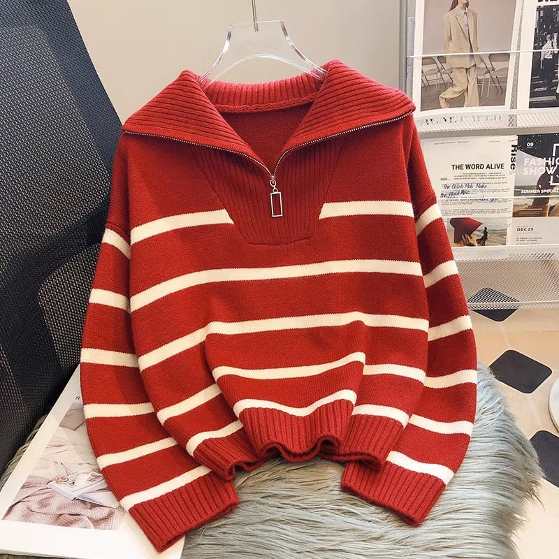 Striped Bottom Shirt, Short, Loose, And High-end For Outerwear