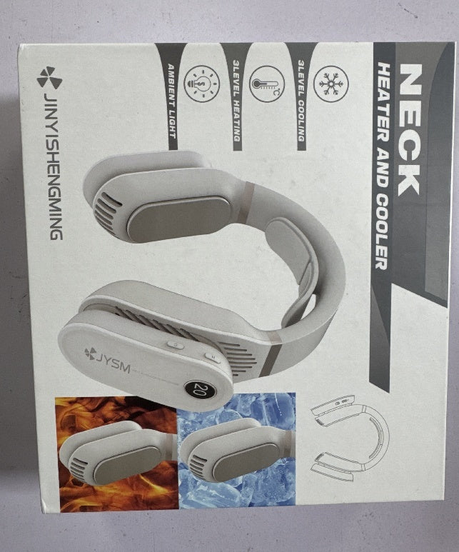 USB Portable Hanging Neck Fan Cooling Cooler Heater Heating Air Conditioner Neck Massager for Home Office, Travel