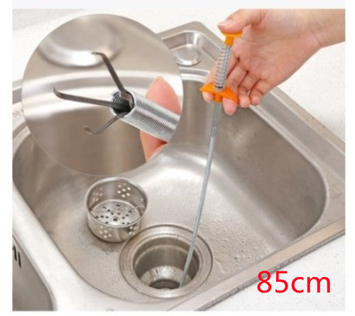 Drain Dredger Spring Pipe Cleaning Tool - Hair & Clog Remover for Kitchen & Bathroom