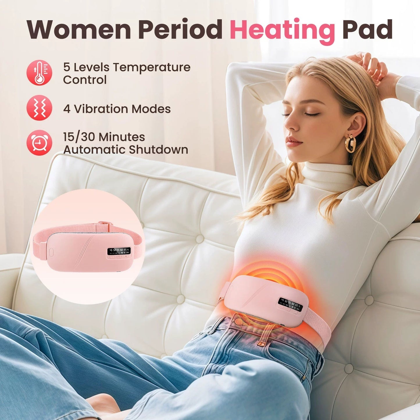 Compress Stomach Heating Pad Vibration Massage Stomach Heating Belt Waist Supporter