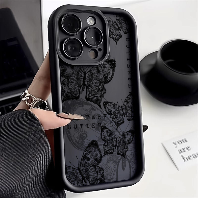 Retro Butterfly Print Drop-resistant Phone Case