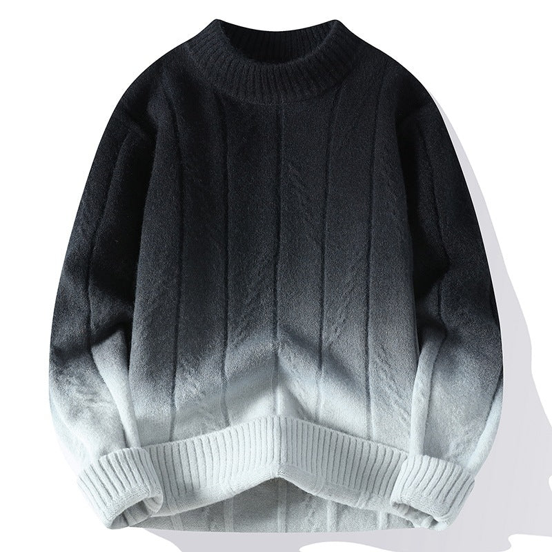 Men's Premium Gradient Pullover Sweater - Loose Fit Long Sleeve