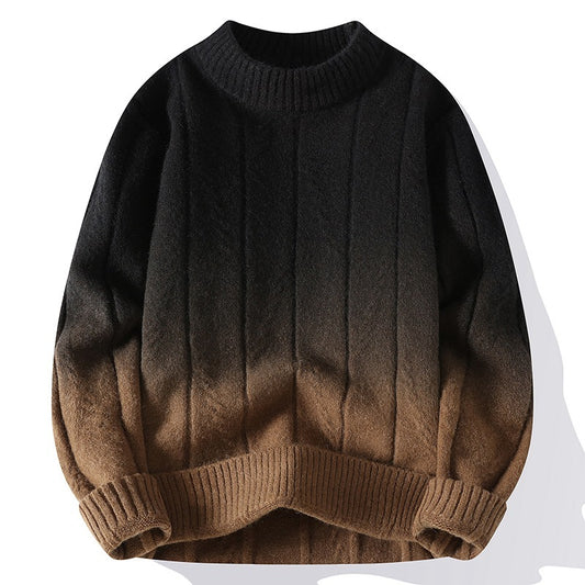 Men's Premium Gradient Pullover Sweater - Loose Fit Long Sleeve