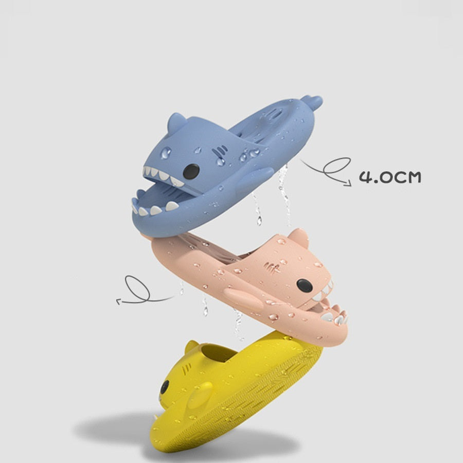 Shark Slippers With Drain Holes Shower Shoes For Quick Drying Eva Pool Shark Slides Beach Sandals With Drain Holes