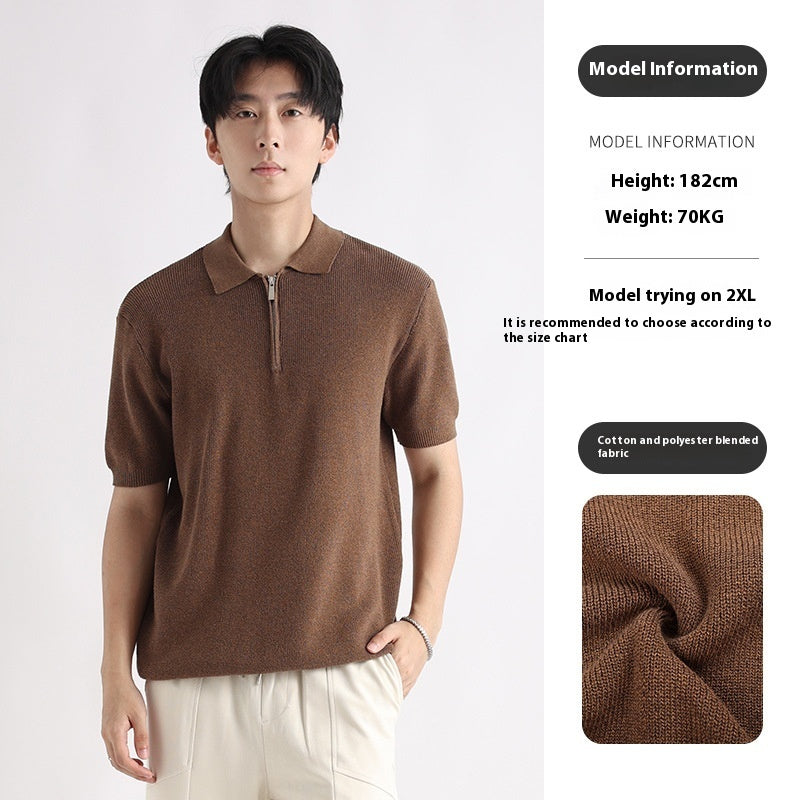 Men's Knitted Short-sleeved Ice Silk Polo Shirt