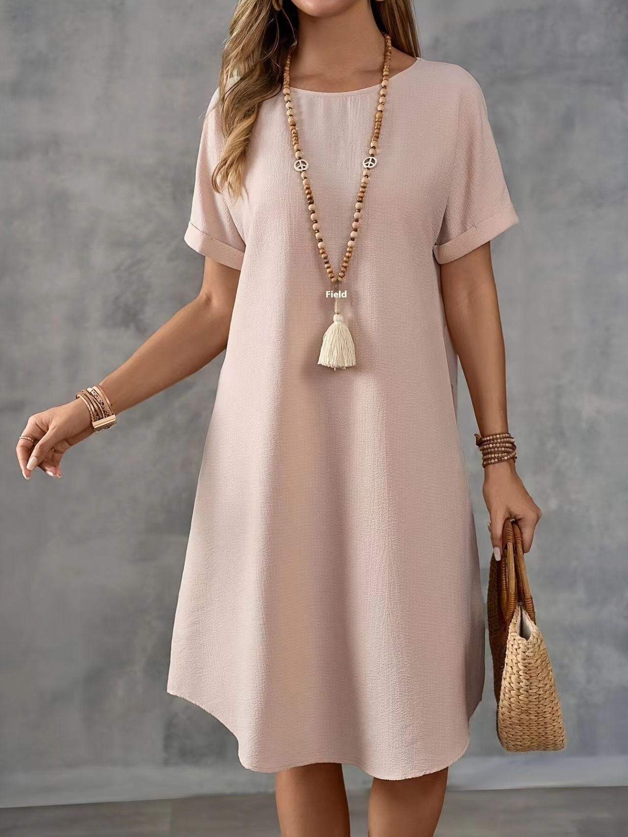 Round Neck Short Sleeve Loose Women's Wear Dress