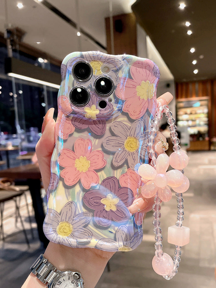 Oil Painting Flower Lanyard Phone Case