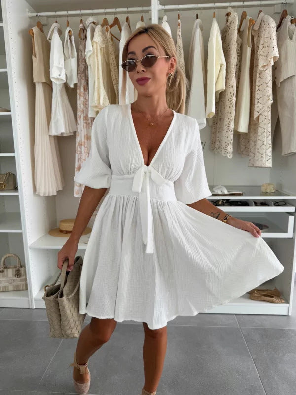 Short Sleeve Casual V-neck Sahara Plaid Jumpsuit