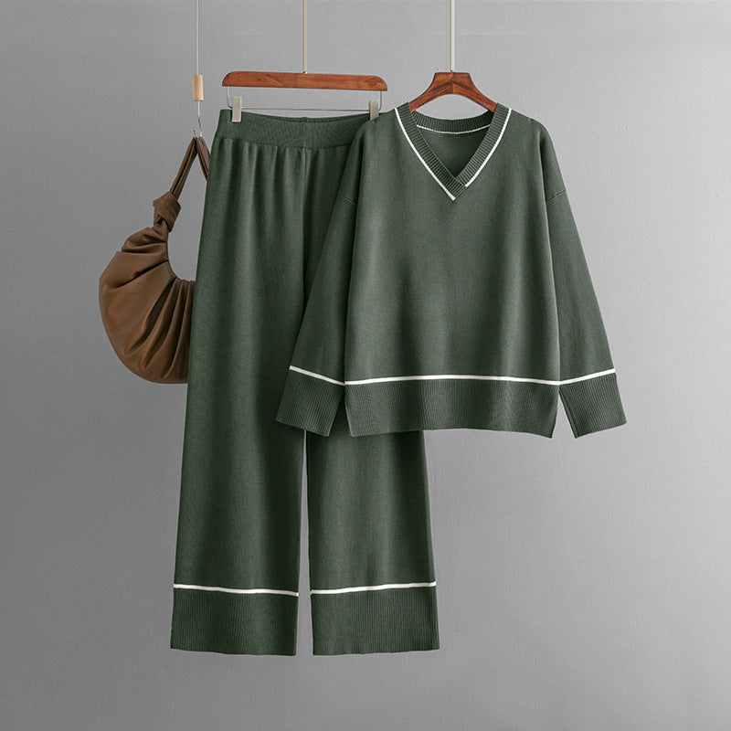 New Loose Casual Sweater Pullover Two-piece Dress Of Knitted Sweater