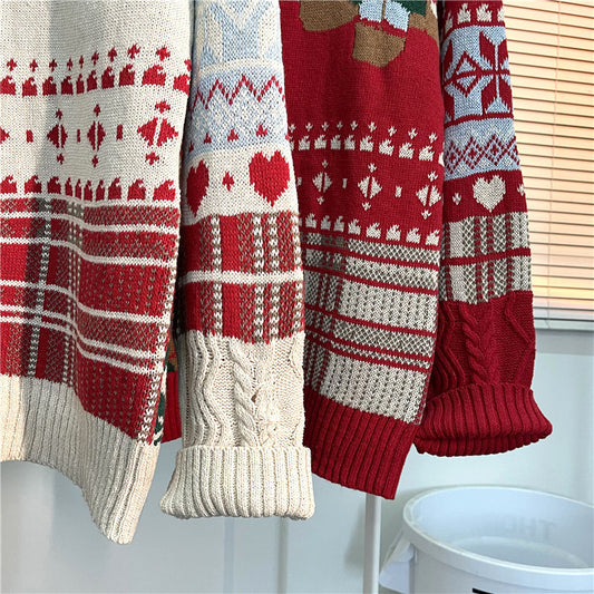 Sweater Men's Ins Trendy Round Neck Japanese-style Retro Hong Kong Style