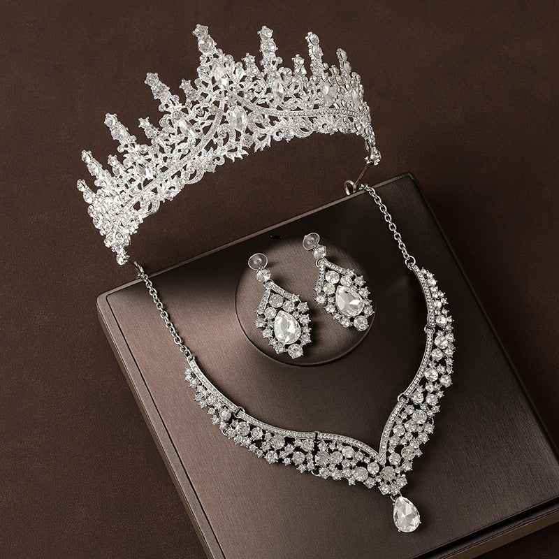 Retro Atmospheric Rhinestone Birthday Crown Hair Accessories Three-piece Suit