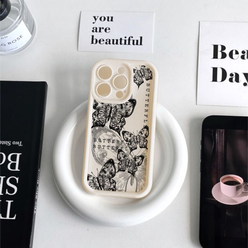 Retro Butterfly Print Drop-resistant Phone Case