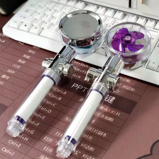 New Advanced Turbo Propeller Shower Head Water Saving High Preassure Flow 360 Degrees With Fan Extension Showerhead Rainfall With Holder