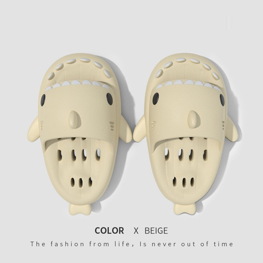 Shark Slippers With Drain Holes Shower Shoes For Quick Drying Eva Pool Shark Slides Beach Sandals With Drain Holes
