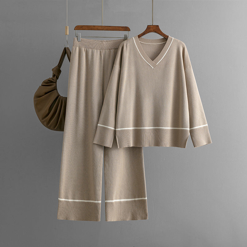 New Loose Casual Sweater Pullover Two-piece Dress Of Knitted Sweater