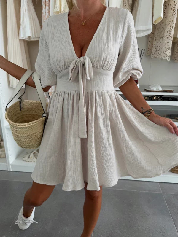 Short Sleeve Casual V-neck Sahara Plaid Jumpsuit