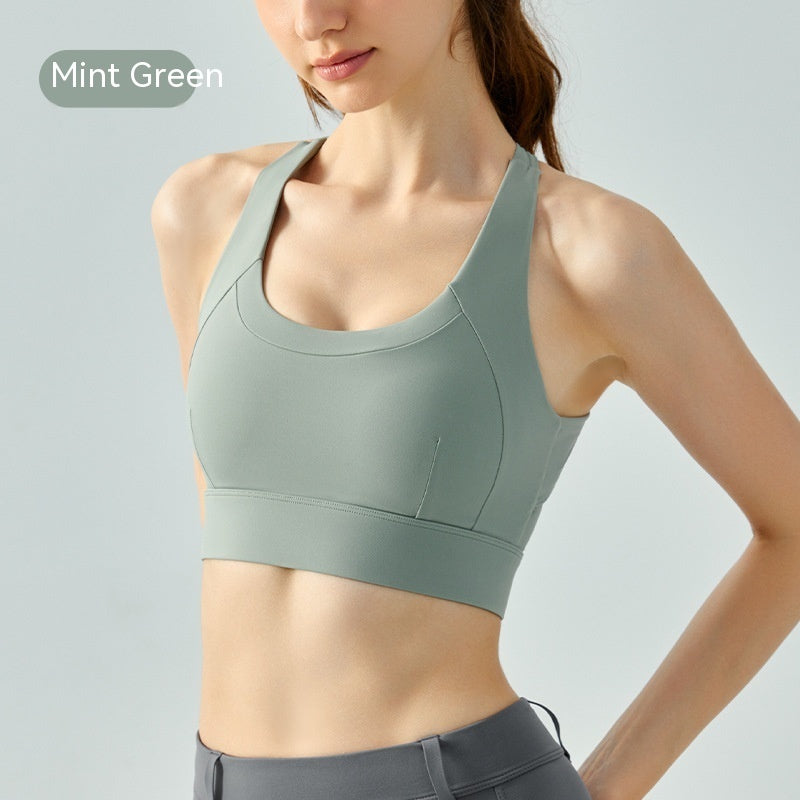 Nude Feel One-piece Yoga Vest With Chest Pad Workout Top