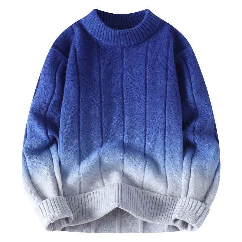 Men's Premium Gradient Pullover Sweater - Loose Fit Long Sleeve
